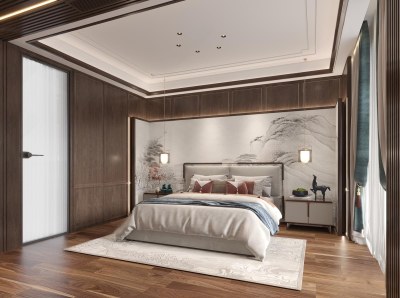 新中式卧室3D模型下载